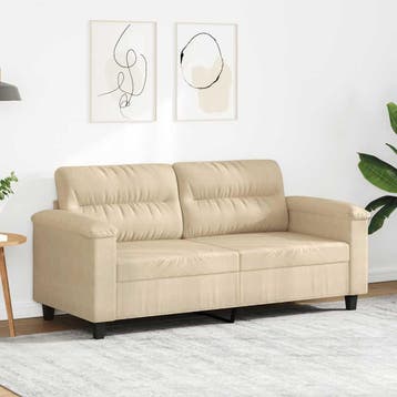 vidaXL Tweezitsbank / zetel 140 cm microvezelstof crème, Verzenden, Nieuw