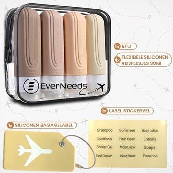 2dekans | EverNeeds Reisflesjes Met Etui - Navulbaar -, Ophalen of Verzenden, Nieuw