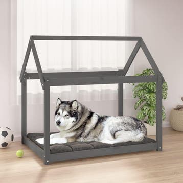 vidaXL Hondenmand 111x80x100 cm massief grenenhout grijs, Verzenden, Nieuw