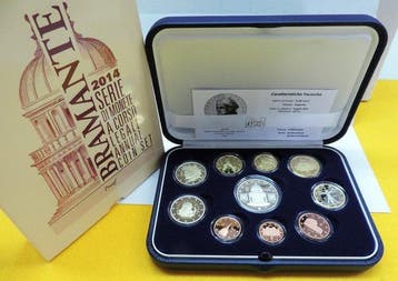 Italië. Proof Set 2014 Bramante (incl 2 Euro Galieo, Postzegels en Munten