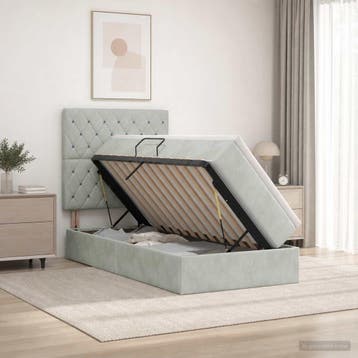 vidaXL Opslag bed met matras Lichtgrijs 100 x 200 cm Fluweel, Huis en Inrichting, Verzenden, Nieuw