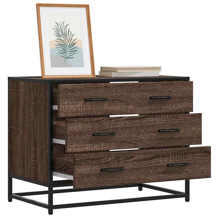 vidaXL Ladekast 70x41x56 cm bewerkt hout bruin eikenkleur, Maison & Meubles, Armoires | Autre, Envoi