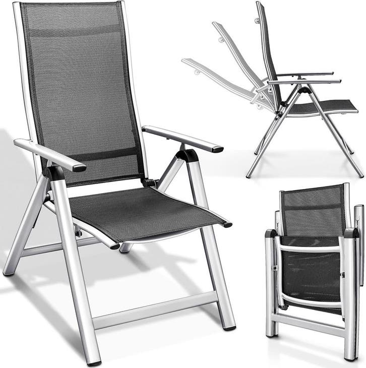 Tuinstoel - Ligstoel - Verstelbaar - Opvouwbaar - Zilver - T, Caravanes & Camping, Meubles de camping, Envoi
