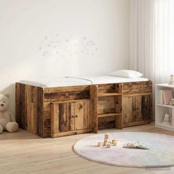 vidaXL Loft Bed Frame met Kast met opslag 3 st Oud hout, Verzenden, Nieuw