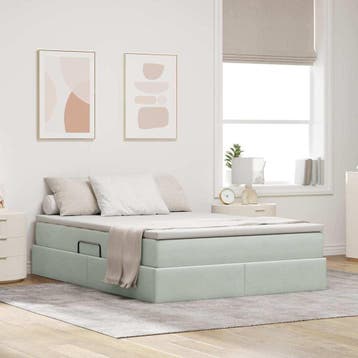 vidaXL Opbergbed met matras met opslag Lichtgrijs 140 x 190, Verzenden