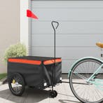 vidaXL Fietstrailer 30 kg ijzer zwart en oranje, Fietsen en Brommers, Fietsaccessoires | Aanhangwagens en Karren, Verzenden, Nieuw