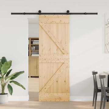 vidaXL Schuifdeur NARVIK Naturel en Zwart 70 x 210 cm (213,5, Doe-het-zelf en Bouw, Deuren en Vliegenramen, Verzenden, Nieuw