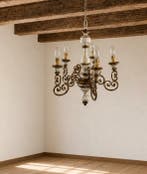 Plafonnier - - Lustre florentin italien à cinq lumières en