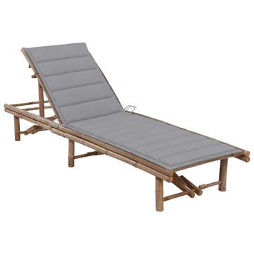 vidaXL Ligbed met kussen bamboe, Tuin en Terras, Verzenden, Nieuw