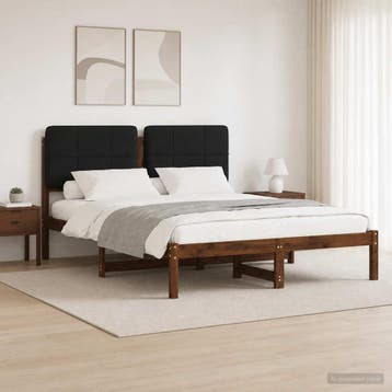 vidaXL Bedframe met gestoffeerd hoofdbord Donkerbruin en, Verzenden, Nieuw