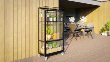 SERRE POLIS - NIEUW - zwart gepoederlakt aluminium, Ophalen, Glas, Aluminium, Kweekkas