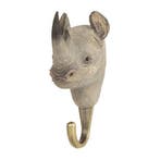 Kapstokhaak hout wandhaak kapstok Wildlife Garden NEUSHOORN, Nieuw