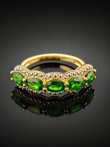 Art Deco Chroom-Diopsiet Ring - 925 Sterlingzilver