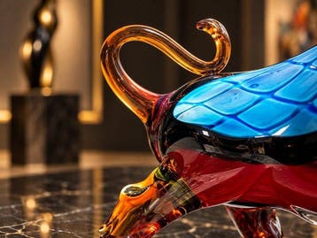 Unknown - sculptuur, Handgemaakte glazen stier in Murano, Antiek en Kunst