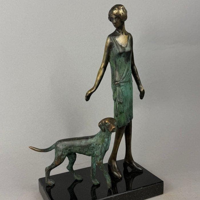 J. Zak - My Lady with her dog, Antiquités & Art, Art | Objets design