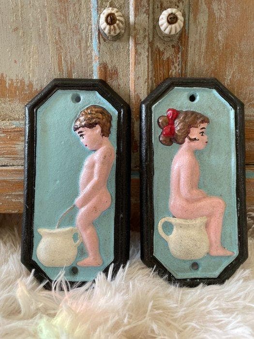 Decoratief ornament (2) - Set van twee gietijzeren, Antiquités & Art, Curiosités & Brocante