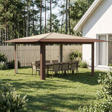 vidaXL Gazebo zonder Zijwand 4 x 4 m Crème en bruin, Verzenden