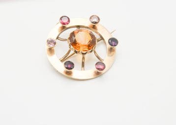 Broche - 18 carats Or rose Tourmaline - Topaze