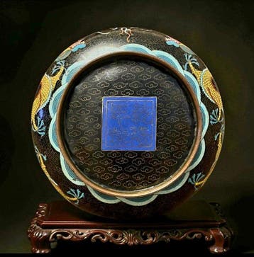 Rare Bassin Circulaire en Émail Cloisonné et Bronze Doré –, Antiek en Kunst