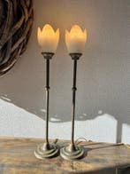 Lampe de table (2) - Lot de deux lampes Tulipe en verre