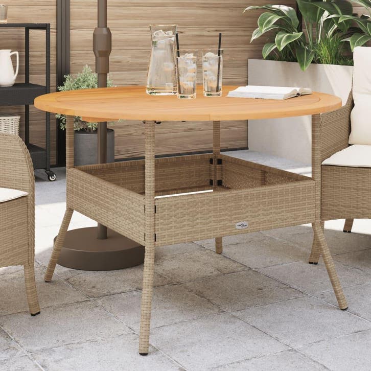 vidaXL Tuintafel met acaciahouten blad Ø110x71 cm poly, Tuin en Terras, Tuintafels, Nieuw, Verzenden
