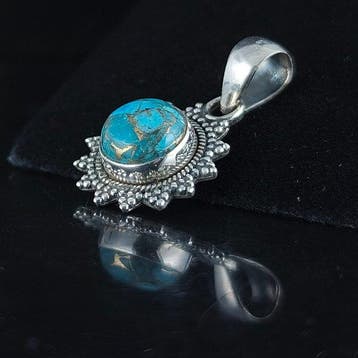 Turquoise - Zilver - Hanger - Arizona