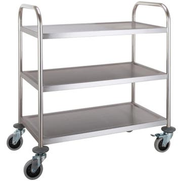 Serveerwagen | RVS | 3 Niveaus (830x510) | Wielen (Geremd), Verzenden, Nieuw in verpakking