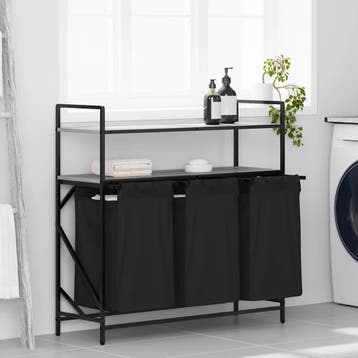vidaXL Wasmand 3 vakken met planken grijs sonoma eiken, Verzenden