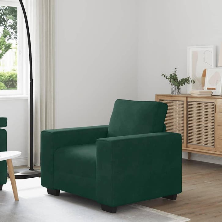 vidaXL Sofastoel Donkergroen 100x77x82 cm Fluweel, Maison & Meubles, Canapés | Salons, Envoi