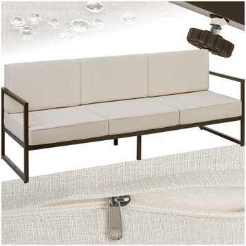Tuin-loungebank Comosa, 3-zits, XXL kussens - bruin / beige, Tuin en Terras, Tuinsets en Loungesets, Verzenden, Nieuw