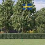 vidaXL Vlag met vlaggenmast Zweden 6,08 m aluminium, Diversen, Vlaggen en Wimpels, Verzenden, Nieuw