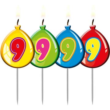 Kaars 9 Jaar Ballon 8cm, Verzenden, Nieuw