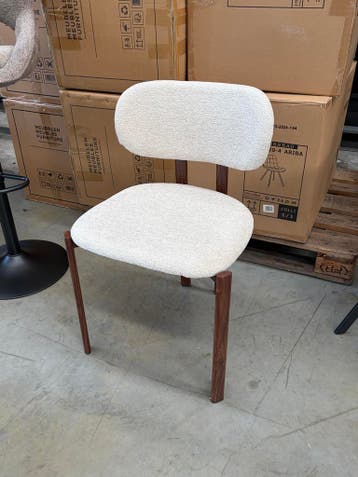 Eetkamerstoel Jade – Walnoot / Beige – NIEUW, Japandi, Overige kleuren, Nieuw, Ophalen of Verzenden