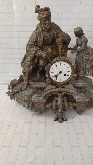 Figurale pendule - Zinklegering, Messing - 1850-1900, Antiek en Kunst