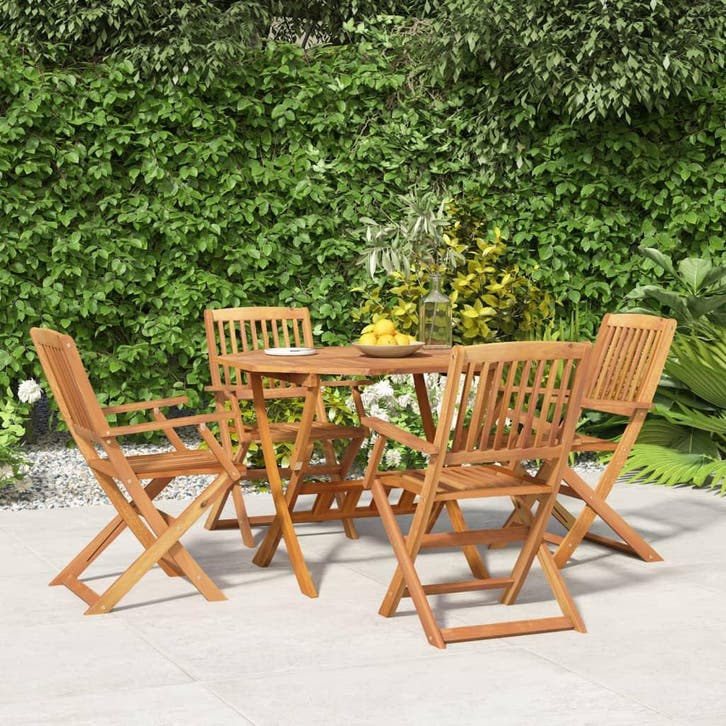 vidaXL 5-delige Eethoek massief acaciahout, Tuin en Terras, Tuinsets en Loungesets, Nieuw, Verzenden