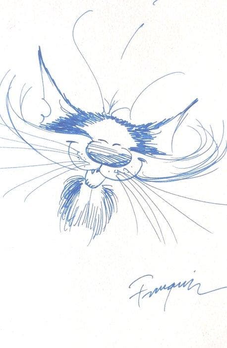 Franquin - 1 Originele gesigneerde tekening - Le Chat de, Boeken, Stripverhalen