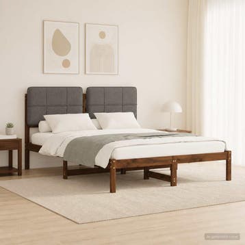 vidaXL Bedframe met gestoffeerd hoofdbord Donkerbruin en, Verzenden, Nieuw