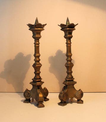 Kandelaar - Messing - Set van 2 prikkandelaars
