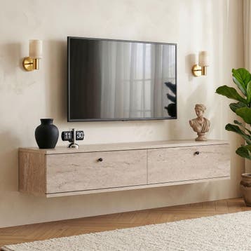 Evila TV-meubel - Beige - Nieuw/Ongebruikt - Melamine/Metaal, 100 tot 150 cm, Verzenden, Nieuw, Scandinavisch