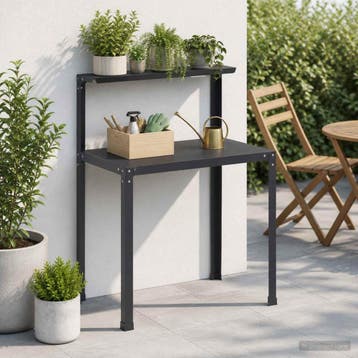 vidaXL Planttafel 60 x 50 x 104 cm Gepoedercoat staal Zwart, Tuin en Terras, Hand-tuingereedschap, Verzenden, Nieuw