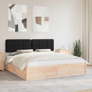 vidaXL Bedframe met Gevoerde Hoofdbord Zwart 180 x 200 cm, Verzenden, Nieuw