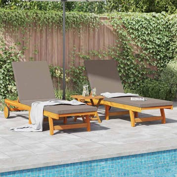 vidaXL Ligstoel 3 st Massief Acacia Hout Bruin, Tuin en Terras, Verzenden, Nieuw