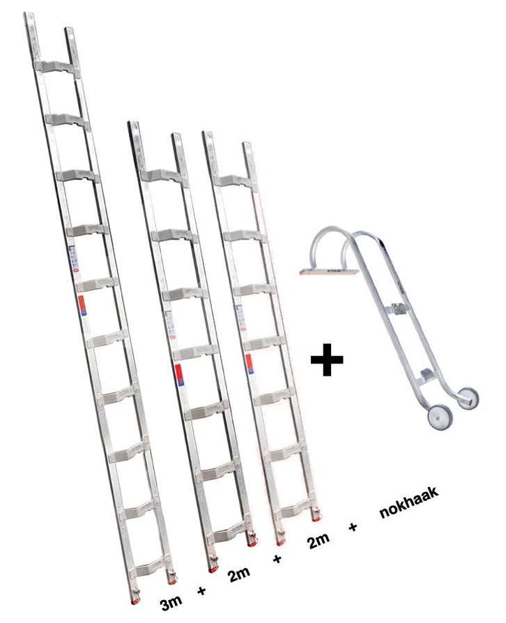 Altrex dakladderset met nokhaak 7m, Bricolage & Construction, Échelles & Escaliers, Enlèvement ou Envoi