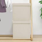 vidaXL Opbergkrukken inklapbaar 2 st kunstlinnen crèmewit, Huis en Inrichting, Stoelen, Verzenden, Nieuw