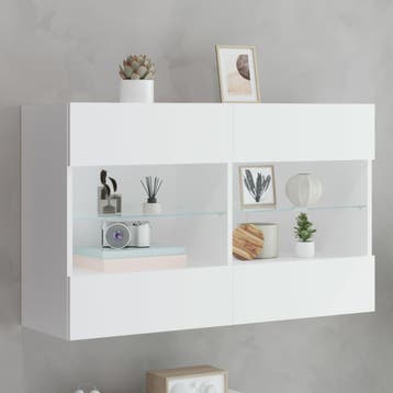 vidaXL Tv-wandmeubel met LED-verlichting 98,5x30x60,5 cm wit, Verzenden, Nieuw