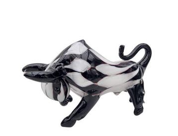 sculptuur, sculptuur, Taurus - schaakpatroon - 24 cm - Glas