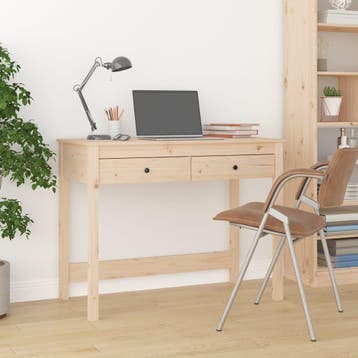 vidaXL Bureau met lades 100x50x78 cm massief grenenhout, Verzenden