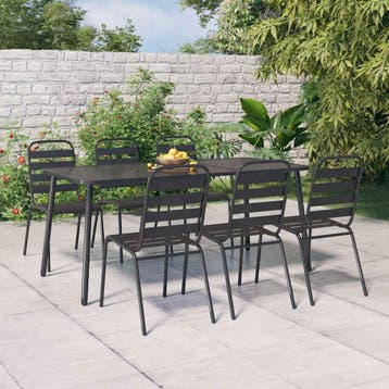 vidaXL 7-delige Tuinset staal antracietkleurig, Verzenden, Nieuw, Tuinset