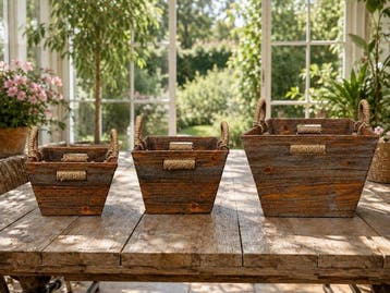Kist (3) - Hout - Set van decoratieve houten bakken