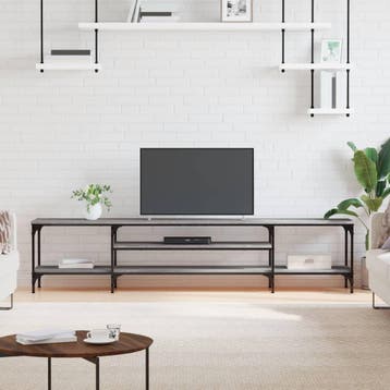 vidaXL Tv-meubel 201x35x45 cm bewerkt hout en ijzer grijs, Verzenden, Nieuw